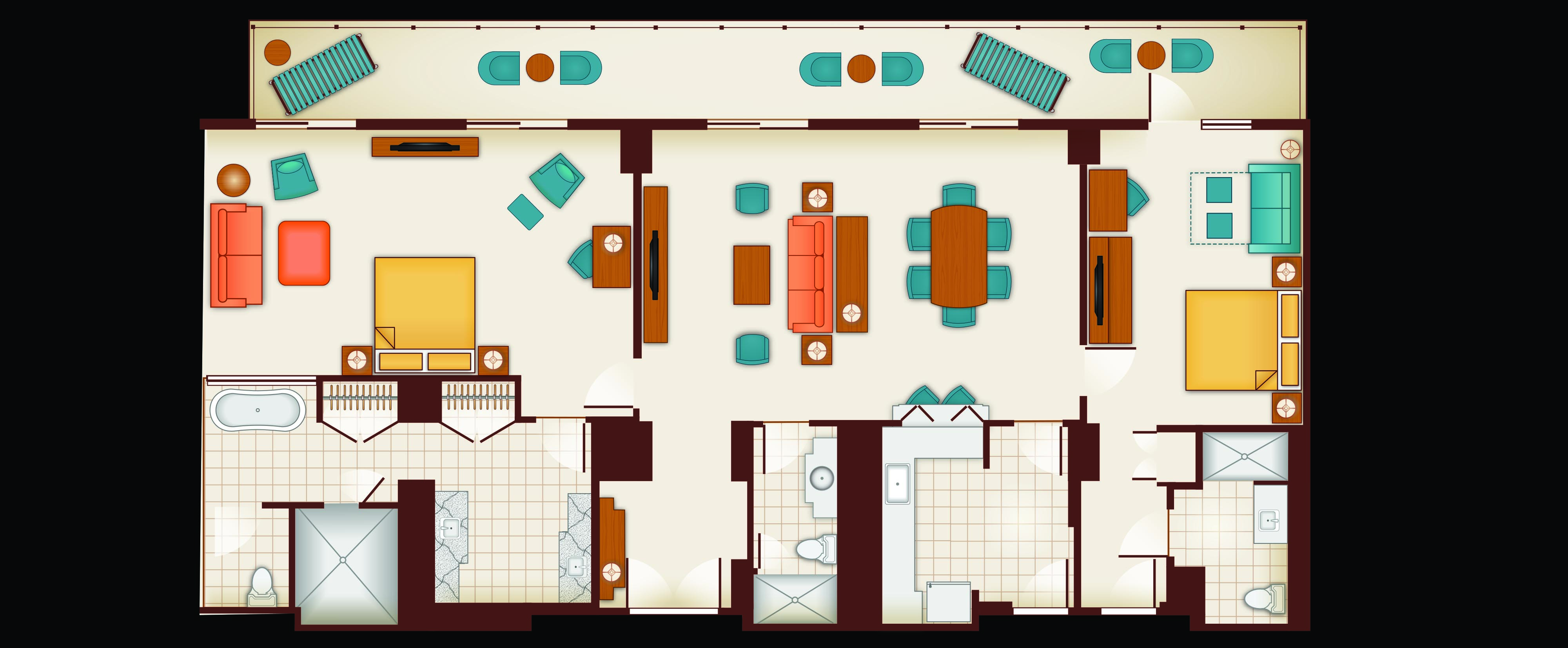 Disneyland Hotel 2 Bedroom Junior Suite Floor Plan