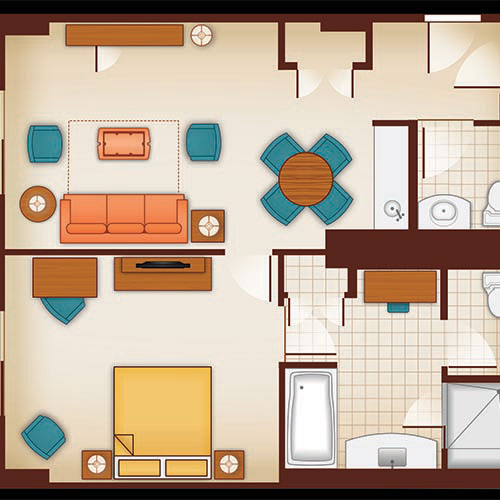 Floor Plan Of A Standard Room With 2 Queen Size Beds