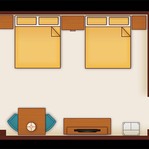 Floor Plan Of A Standard Room With 2 Queen Size Beds